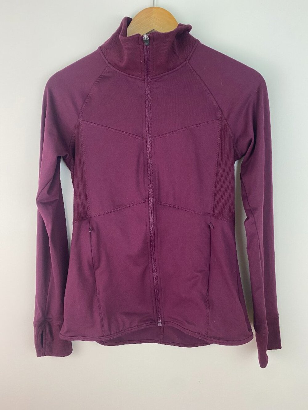 Champion Maroon Lightweight Full Zip Athletic Jacket Thumb Holes